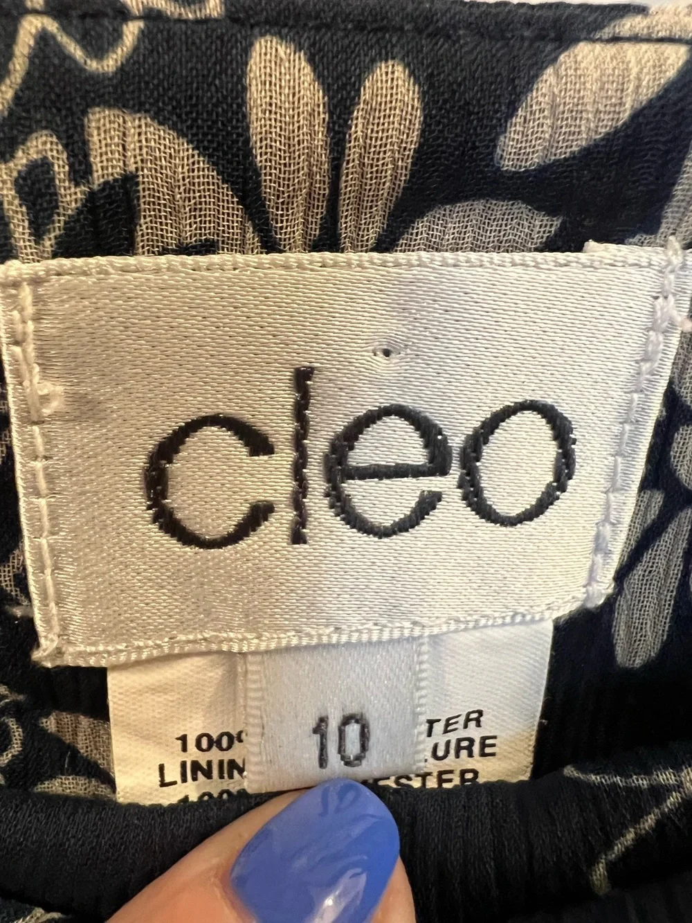 CLEO Linen Floral Skirt A-Line Blue White Summer Lightweight 10 - Picture 8 of 8